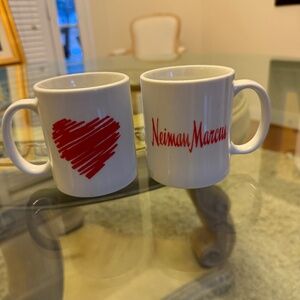 Neiman Marcus 10 OunceCoffee Mugs with Heart Design Set of 2 Vintage Valentines